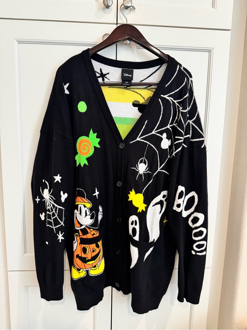Disney Mickey Mouse Halloween Icons Cardigan Black & White 2X